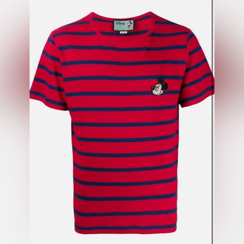 GUCCI X DISNEY Striped Scoop Neck T-Shirt w/ Tags